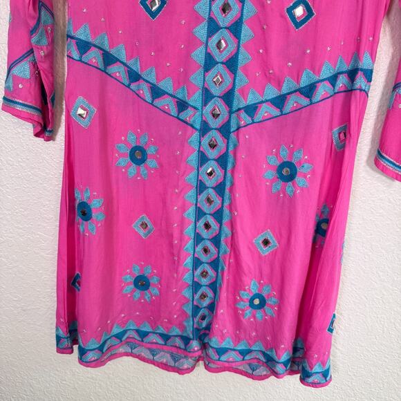 Pranella Dress Women Small Arabella Embroidered Boho Tunic Modal Bright NEW - Picture 7 of 12